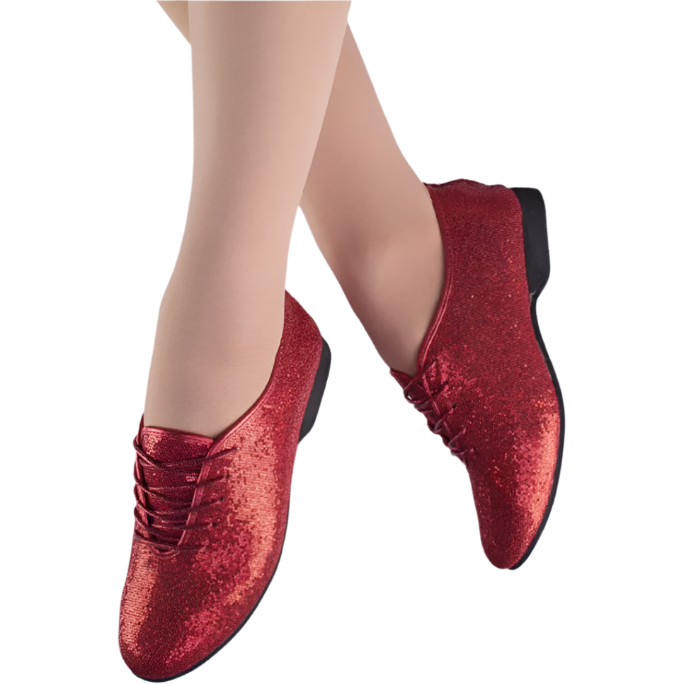 Sparkly Glitter Hologram Jazz Shoes with Full Sole Red Silver or B