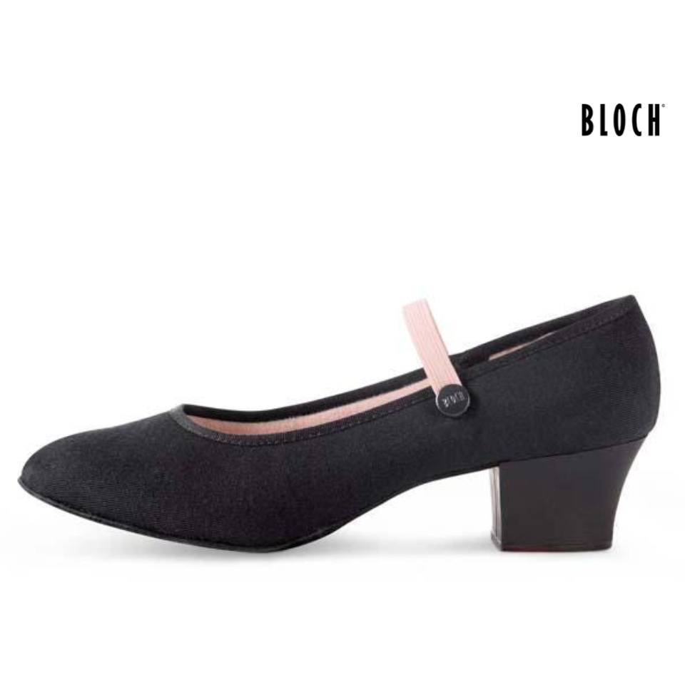 Bloch Tempo Cuban Heel Canvas Character Shoes - Black