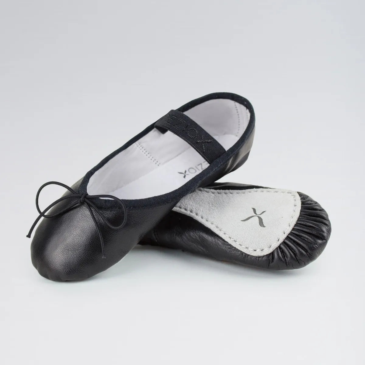'Daisy' Leather Black Ballet Shoes